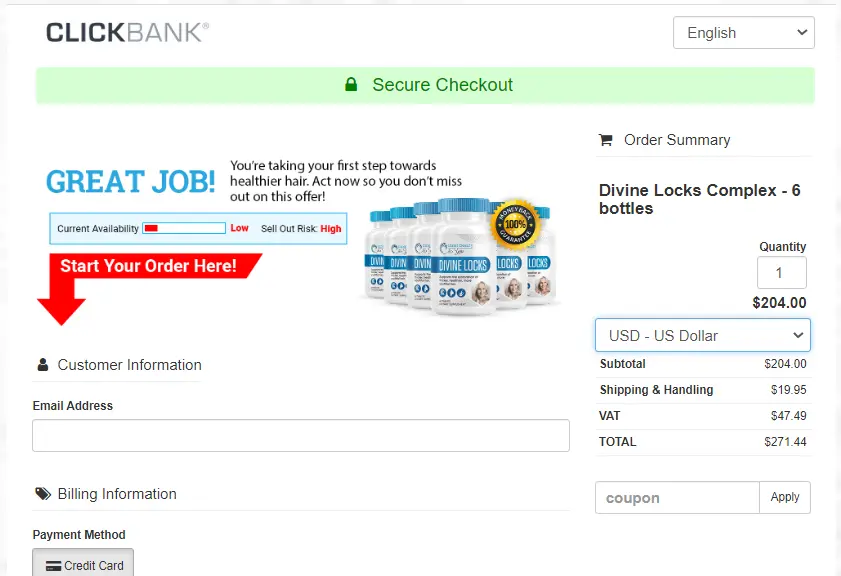 Divine Locks order page